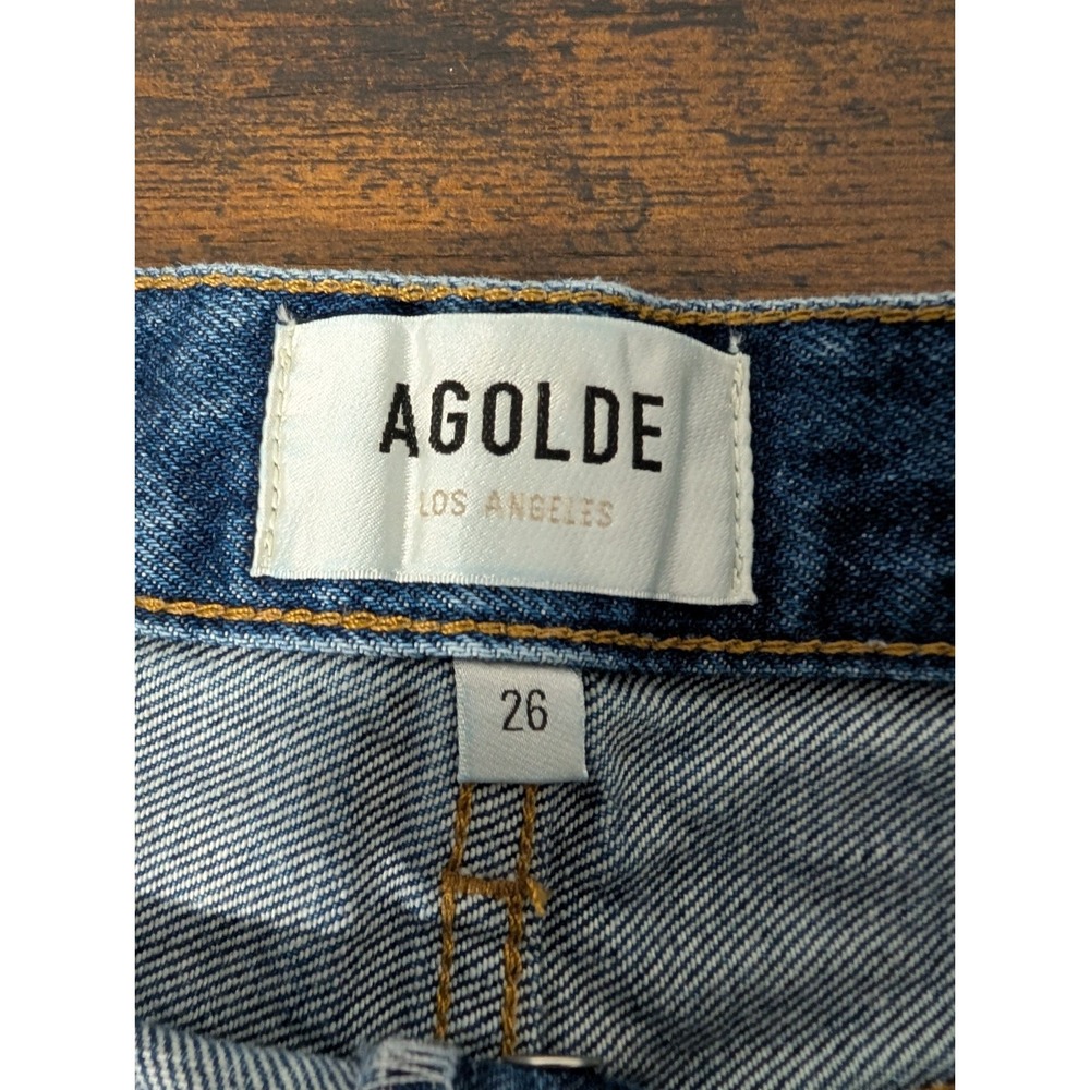 Agolde Parker Denim Shorts Vintage Blue Cut Off High Rise Distressed Size 26 - Picture 4 of 13
